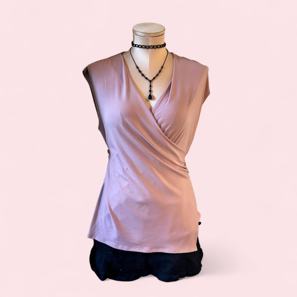 🩷 Soft‎ pink wrap-style blouse